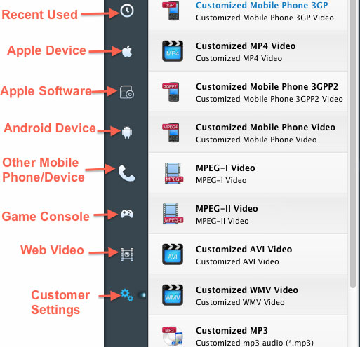 choose profile setting